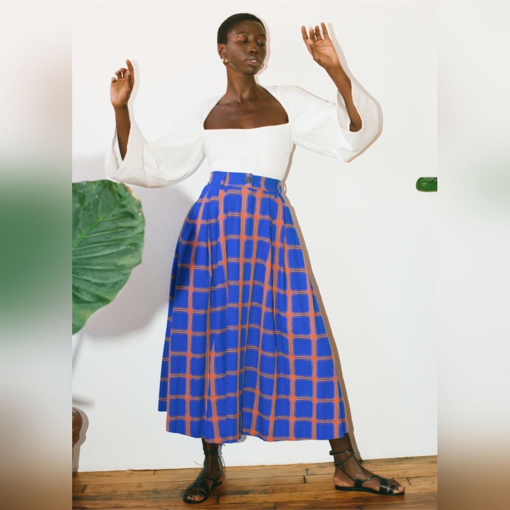 Mara Hoffman Tulay Plaid Maxi Skirt Size 20